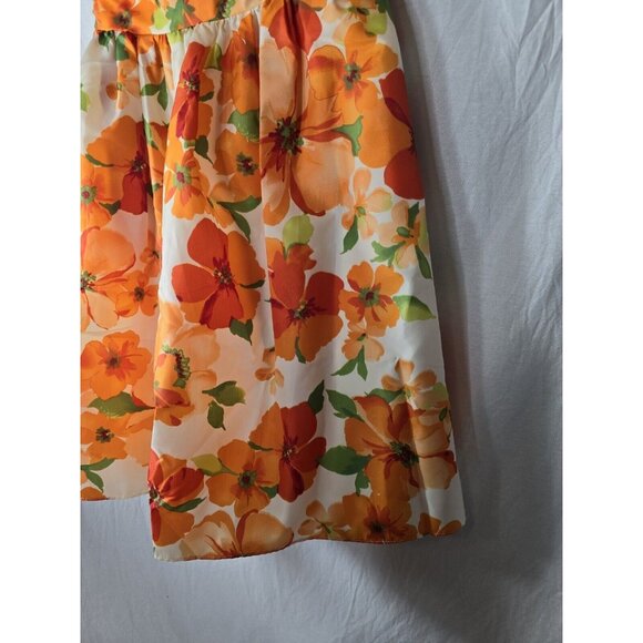 Davids Bridal Short Bright Orange floral Strapless Formal dress- Size 4- NWT - Picture 9 of 12